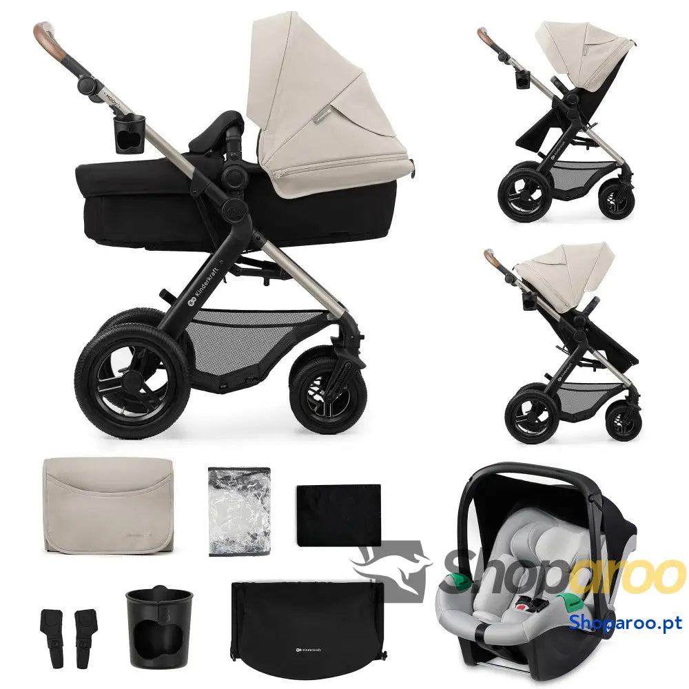 Carrinho de bebé 3 em 1 EVA Mink PRO I Size sistema viagem carrinho para passeio dobrável recém nascido desde