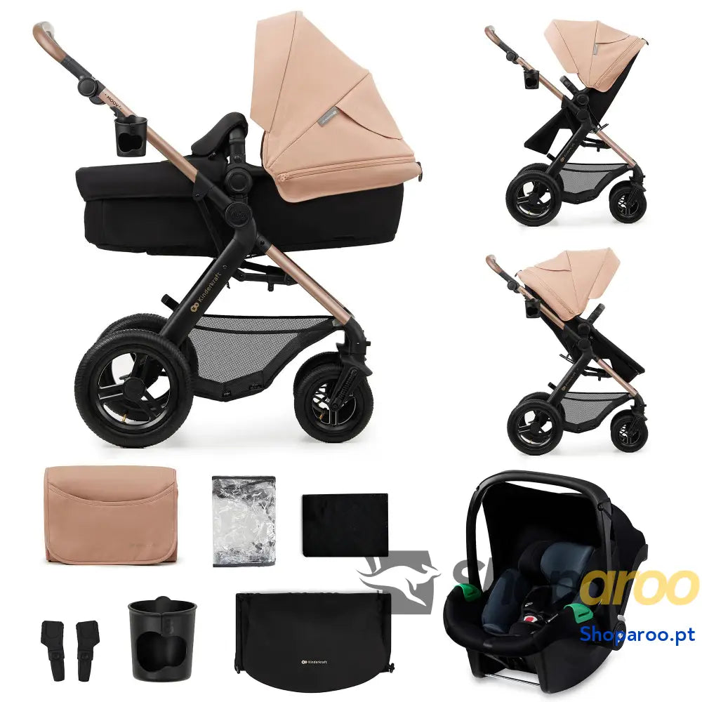 Carrinho de bebé 3 em 1 EVA Mink PRO I Size sistema viagem carrinho para passeio dobrável recém nascido desde
