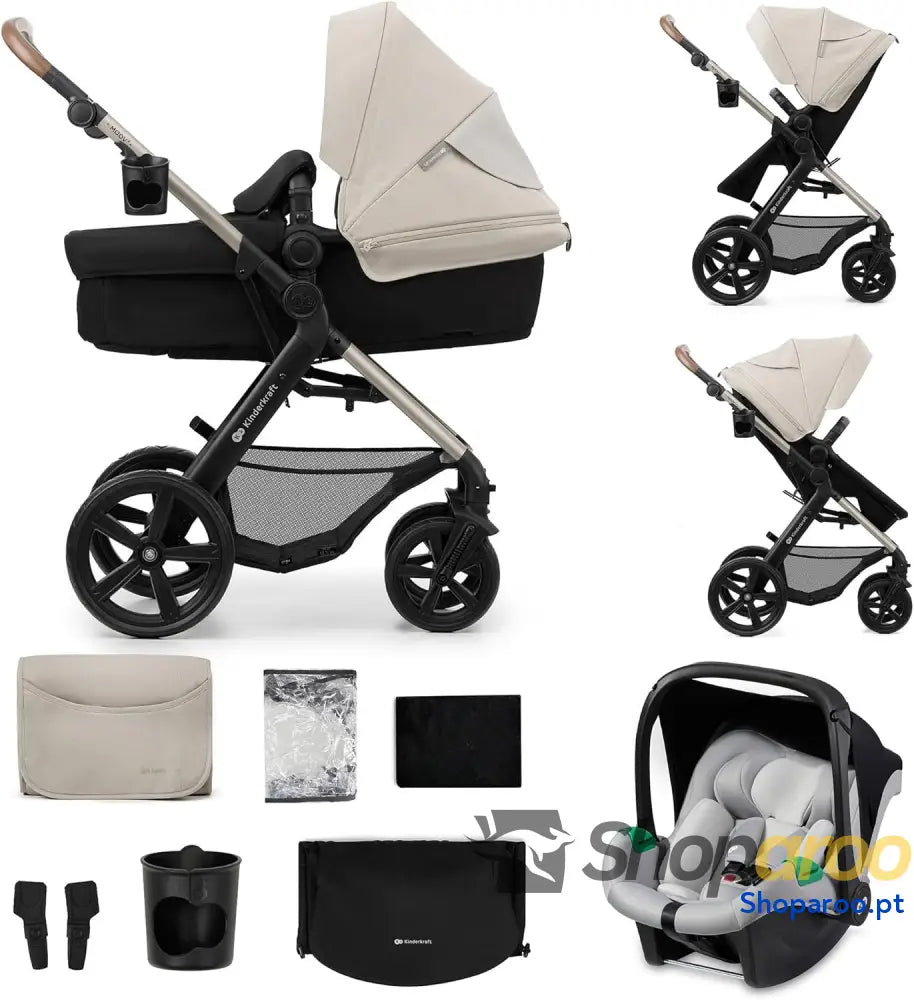 Carrinho de bebé 3 em 1 EVA Mink PRO I Size sistema viagem carrinho para passeio dobrável recém nascido desde