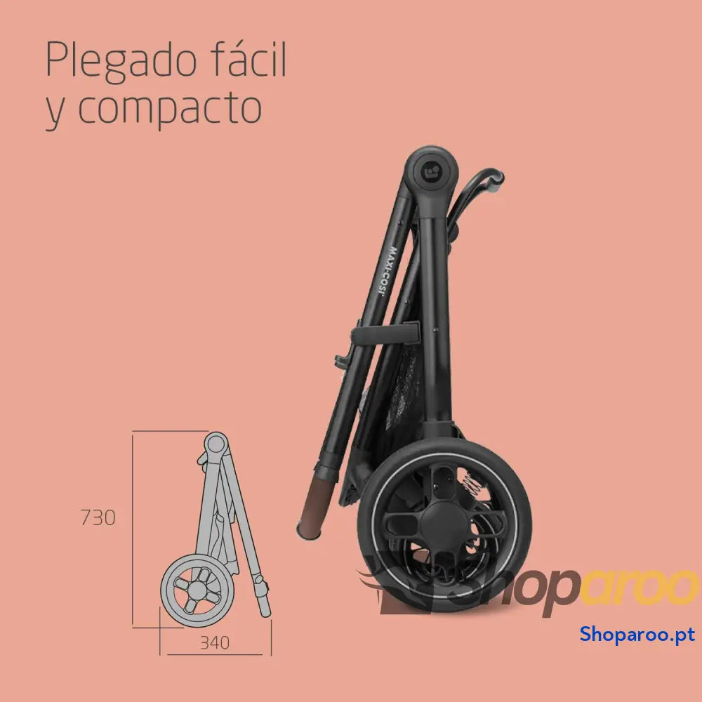 Carrinho de bebé 3 peças 4 anos até 22 kg dobrável compacto e reclinável com abrioFix S i Size cadeira carro acessórios