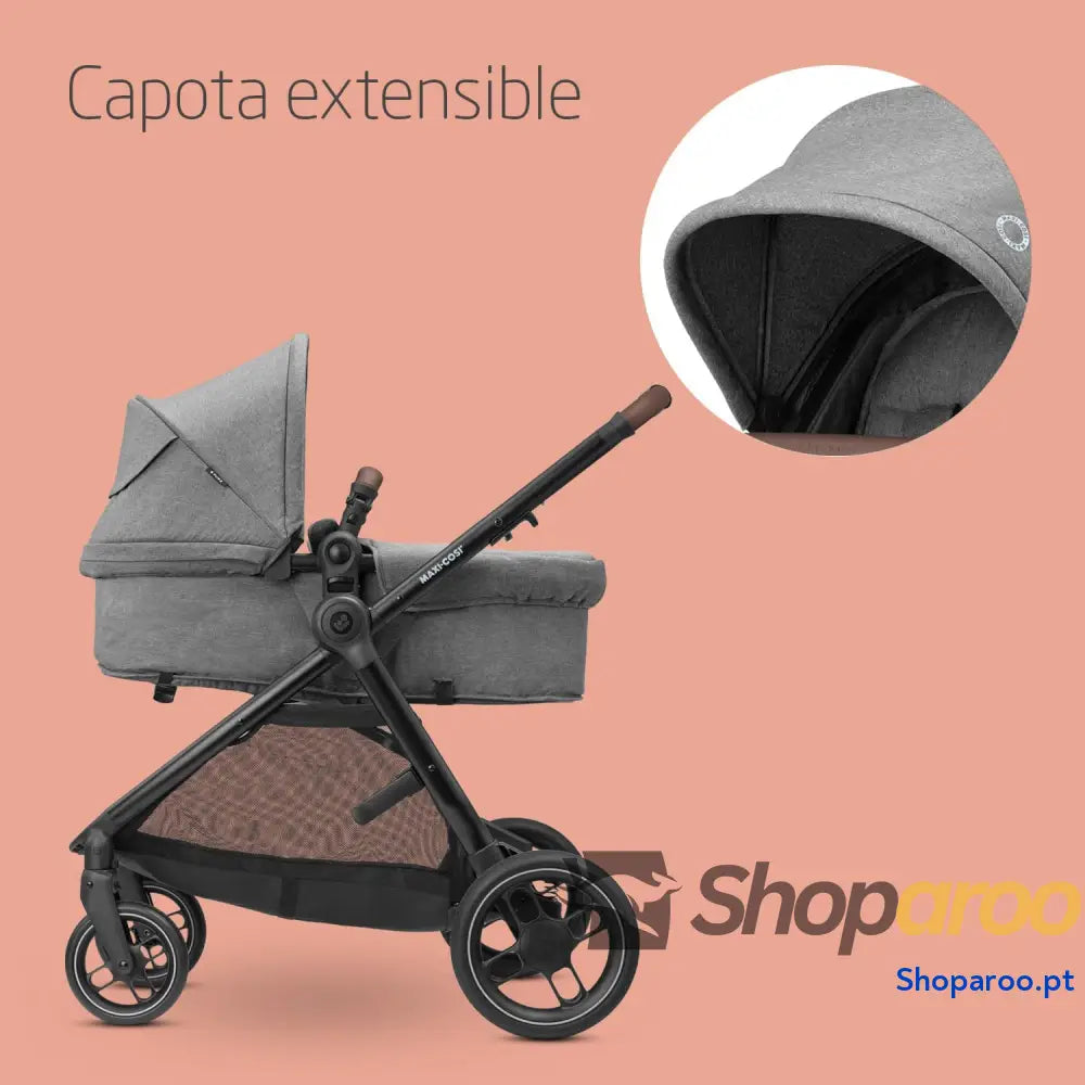 Carrinho de bebé 3 peças 4 anos até 22 kg dobrável compacto e reclinável com abrioFix S i Size cadeira carro acessórios