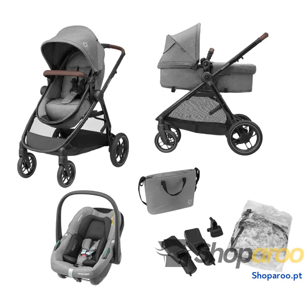 Carrinho de bebé 3 peças 4 anos até 22 kg dobrável compacto e reclinável com abrioFix S i Size cadeira carro acessórios