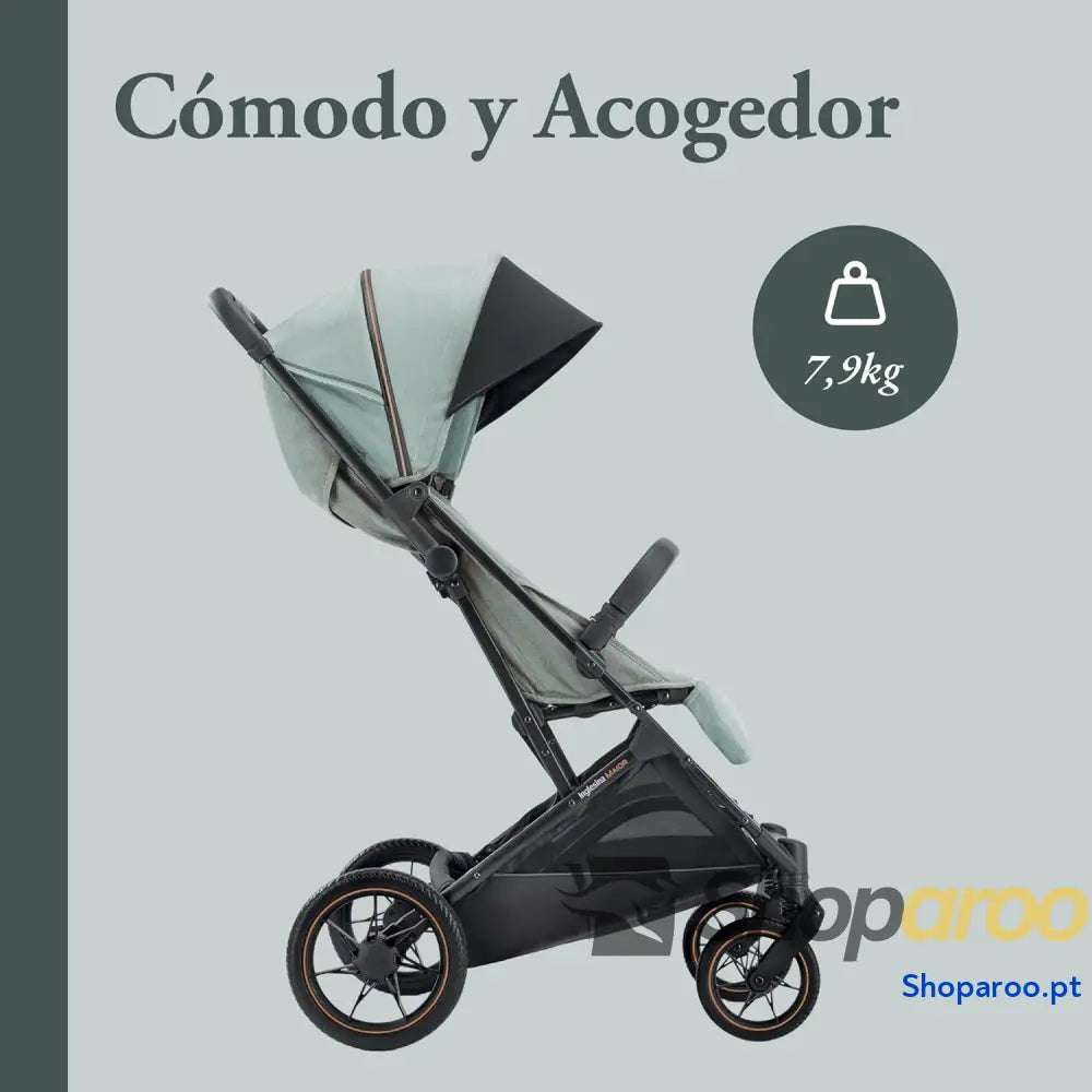 Carrinho de Bebé compacto e leve cor Igloo cinzento rodas grandes encosto dobrável até 22 kg