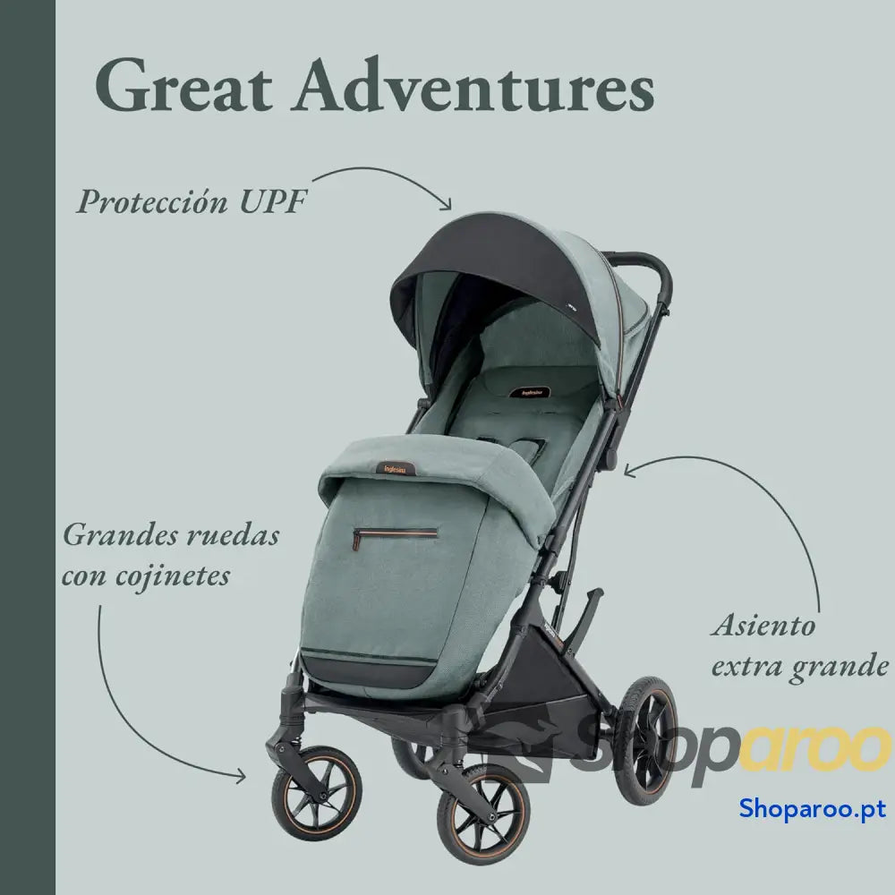 Carrinho de Bebé compacto e leve cor Igloo cinzento rodas grandes encosto dobrável até 22 kg