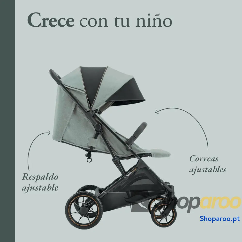 Carrinho de Bebé compacto e leve cor Igloo cinzento rodas grandes encosto dobrável até 22 kg