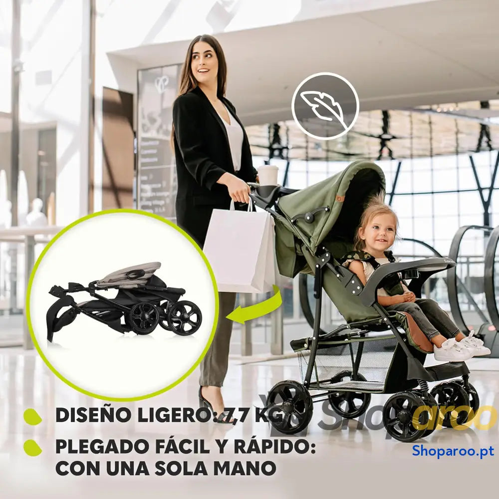 Carrinho de Bebé para passeio até 15 kg 6 36 M encosto ajustável cinto segurança 5 pontos capuz profundo organizador
