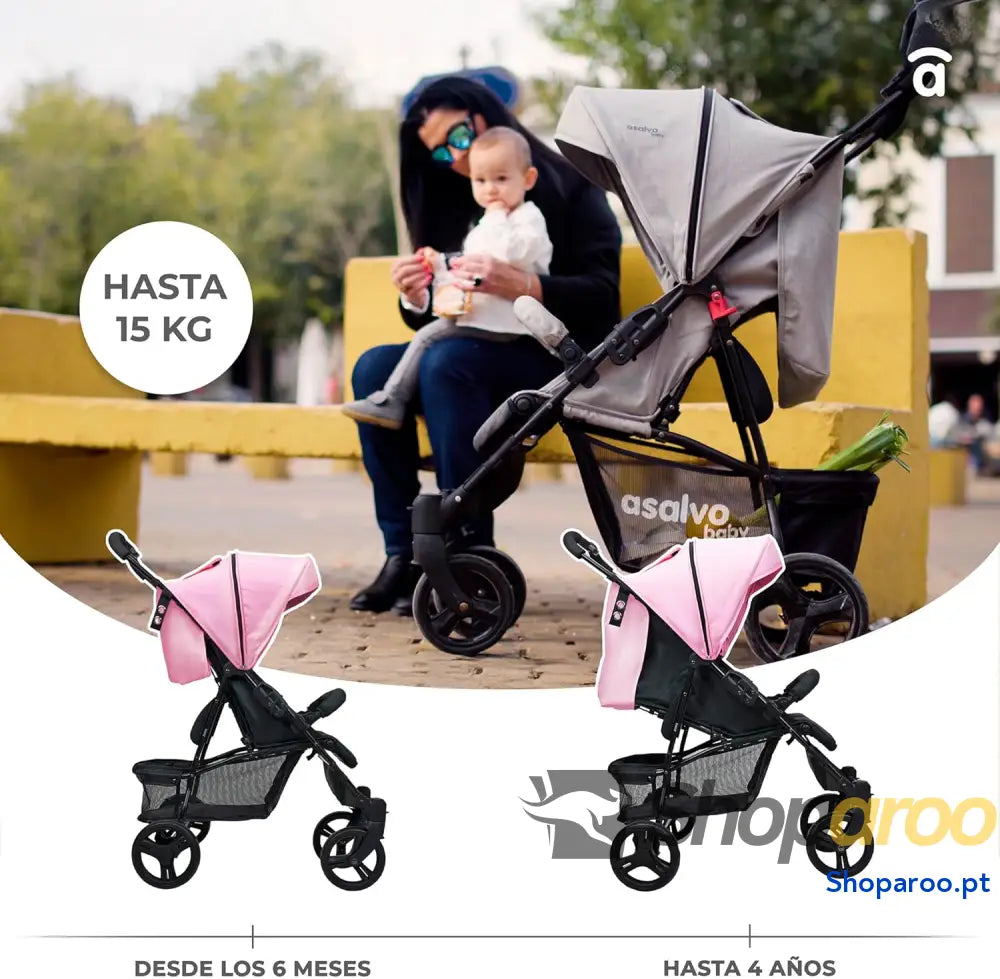 Carrinho de Bebé ultra leve reclinável capapta SPF50 arnês 5 pontos 6 meses a 17 kg cor petróleo