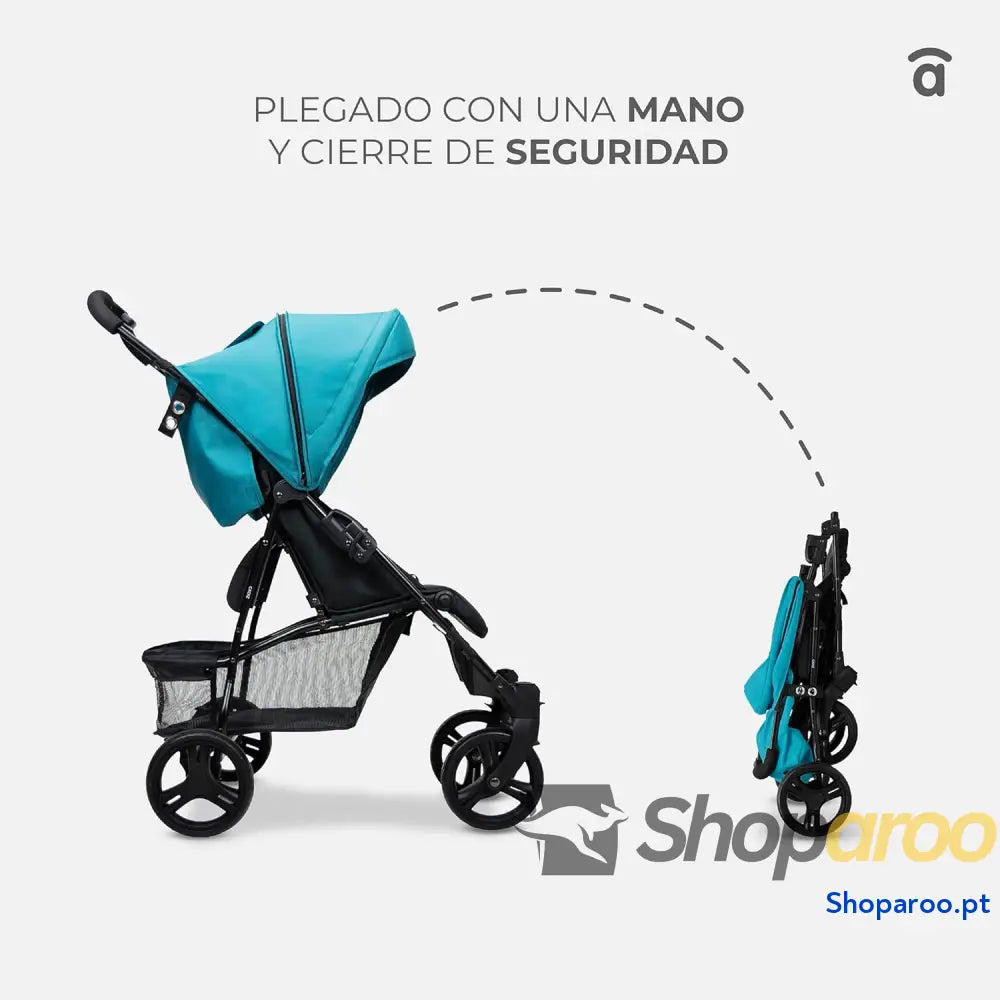 Carrinho de Bebé ultra leve reclinável capapta SPF50 arnês 5 pontos 6 meses a 17 kg cor petróleo