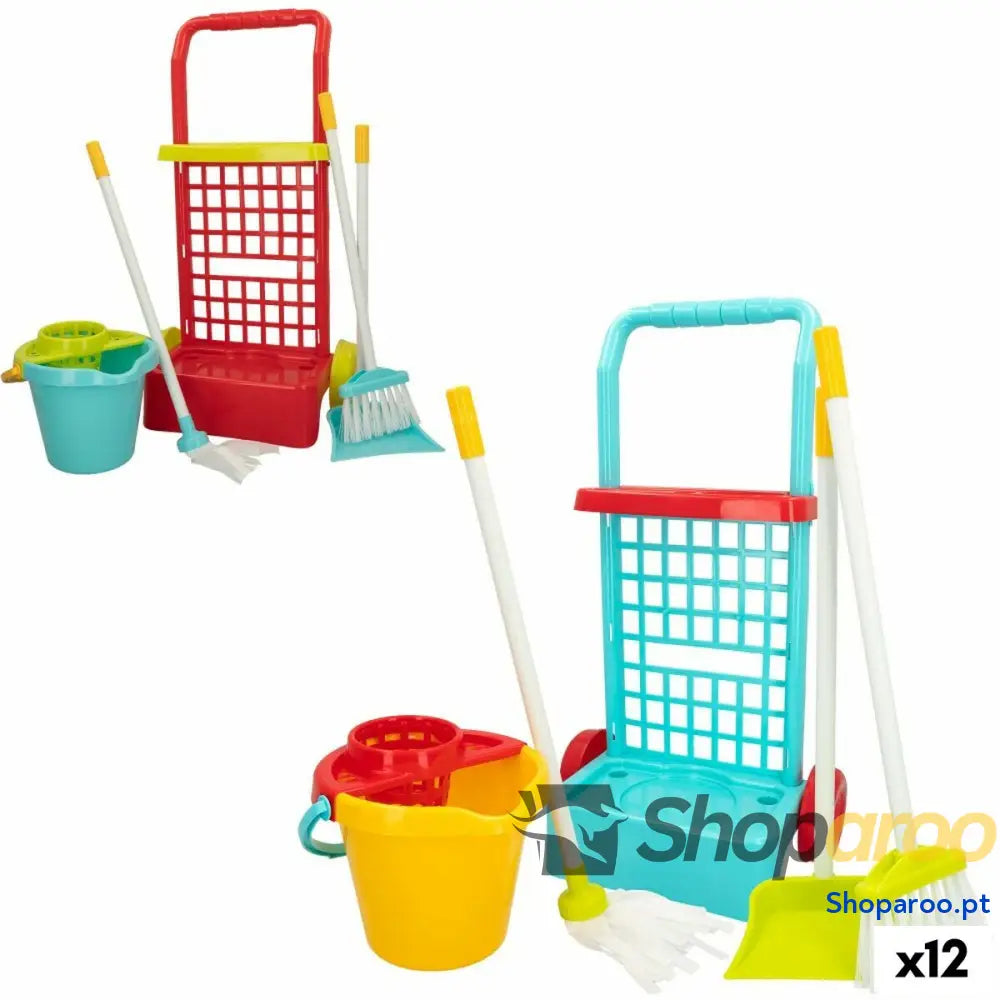 Carrinho de Limpeza com Acessórios Colorbaby Brinquedo 5 Peças 30,5 x 55,5 x 19,5 cm (12 Unidades)
