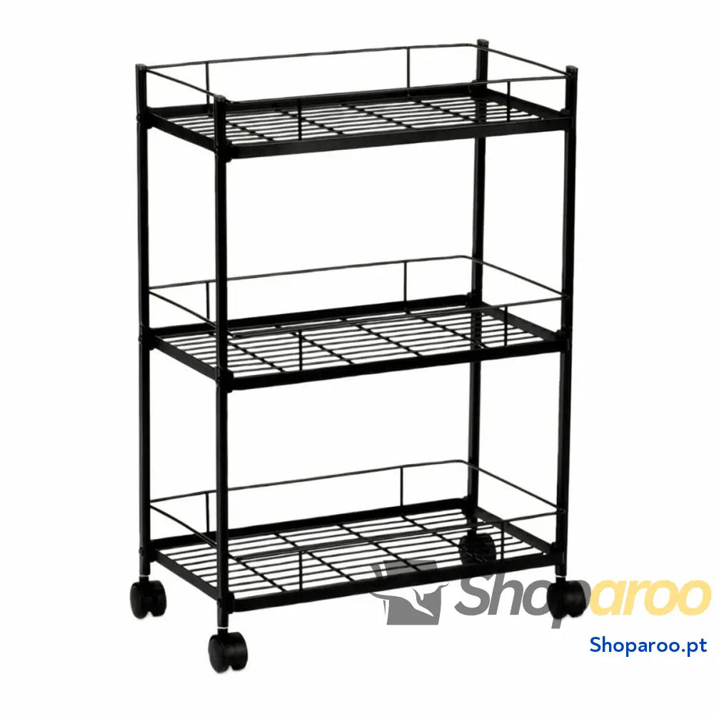 Carrinho de Vegetais Andrea House cc72095 3 Prateleiras Preto Metal