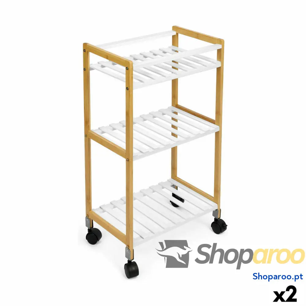 Carrinho de Vegetais Confortime Branco Bambu 40 x 25 x 70 cm (2 Unidades)