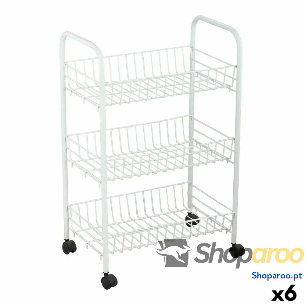 Carrinho de Vegetais Confortime Branco Metal 3 Prateleiras 40 x 26 x 62 cm (6 Unidades)