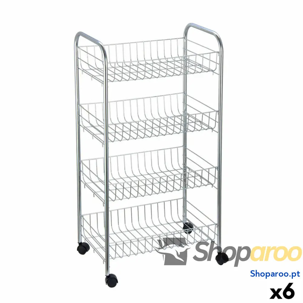 Carrinho de Vegetais Confortime Prateado Metal 41 x 26,5 x 76 cm (6 Unidades)