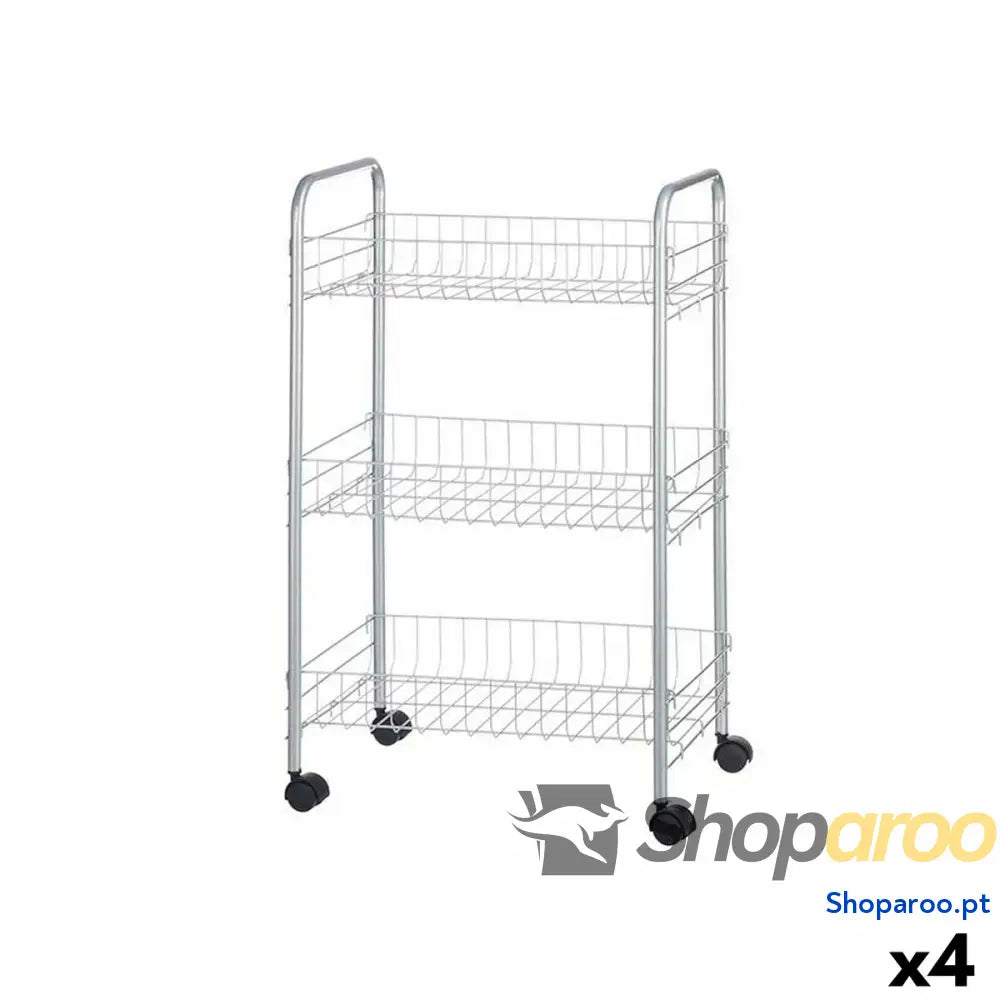 Carrinho de Vegetais Prateado Metal Plástico 37 x 27 x 62,3 cm (4 Unidades)