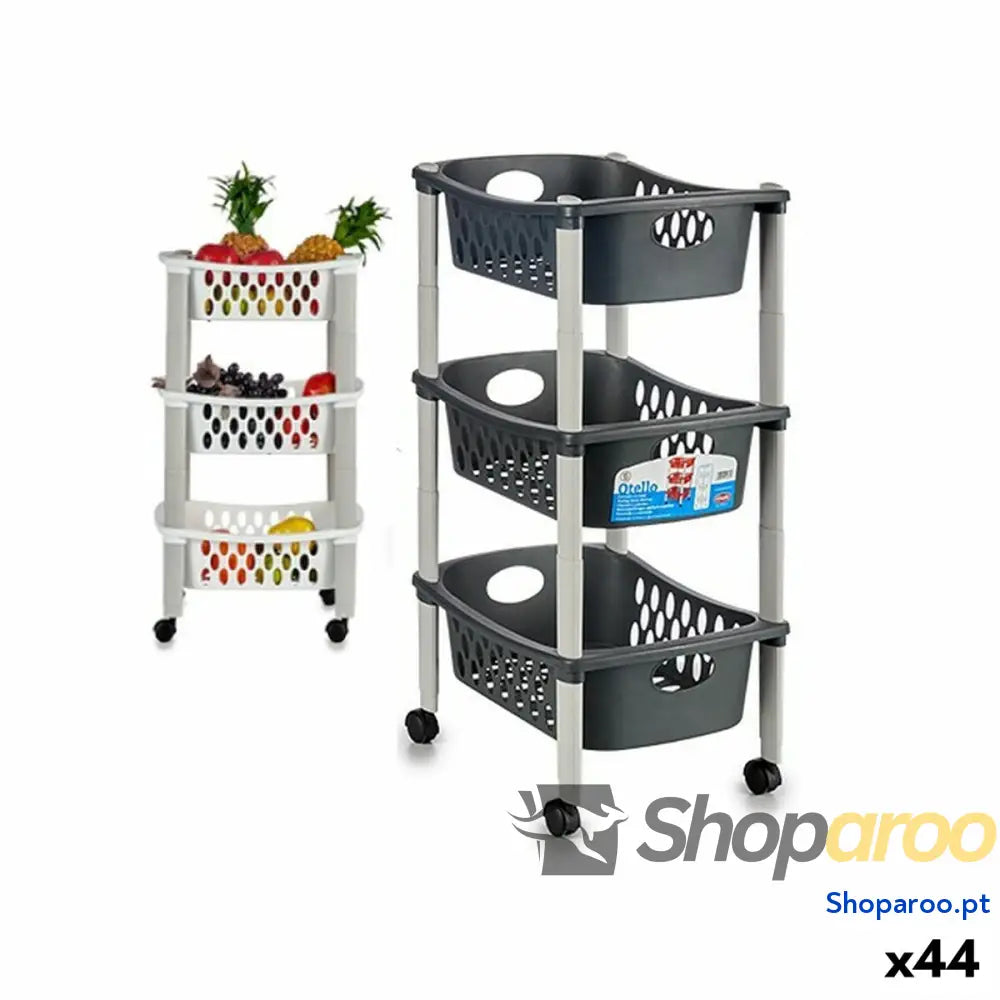 Carrinho de Vegetais Stefanplast Branco Antracite Plástico 40 x 29,5 x 68,5 cm (44 Unidades)