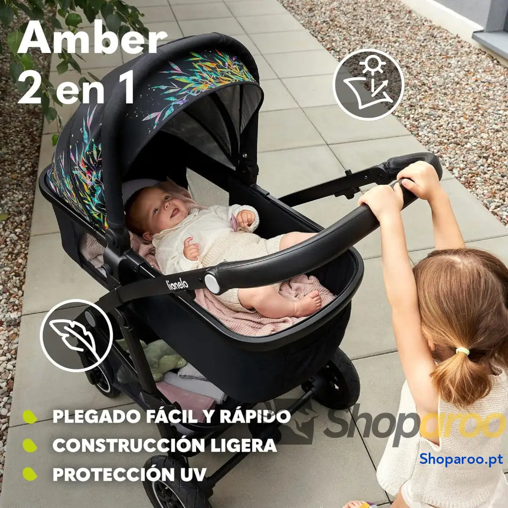 Carro de bebé multifuncional 2 em 1 conjunto carrinho passeio com assento cubo e tampa guiador ajustável bolsa