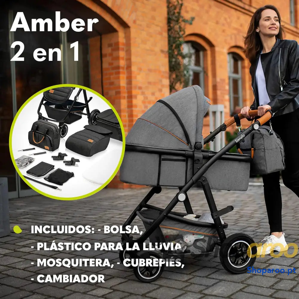 Carro de bebé multifuncional 2 em 1 conjunto carrinho passeio com assento cubo e tampa guiador ajustável bolsa