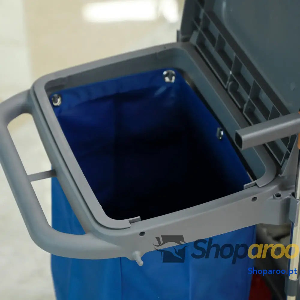 Carro de Limpeza Professional com Escorredor Alavanca e 2 Baldes 18L 111x63,3x103cm Cinza Azul Laranja