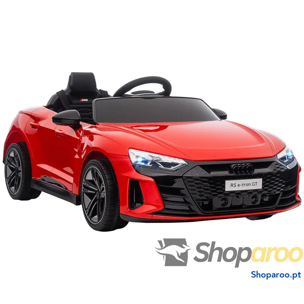 Carro Elétrico AUDI RS E Tron GT 12V com 2 Motores Controlo Remoto Faróis LED Buzina Música USB 3 5km/h 103x58x41 cm