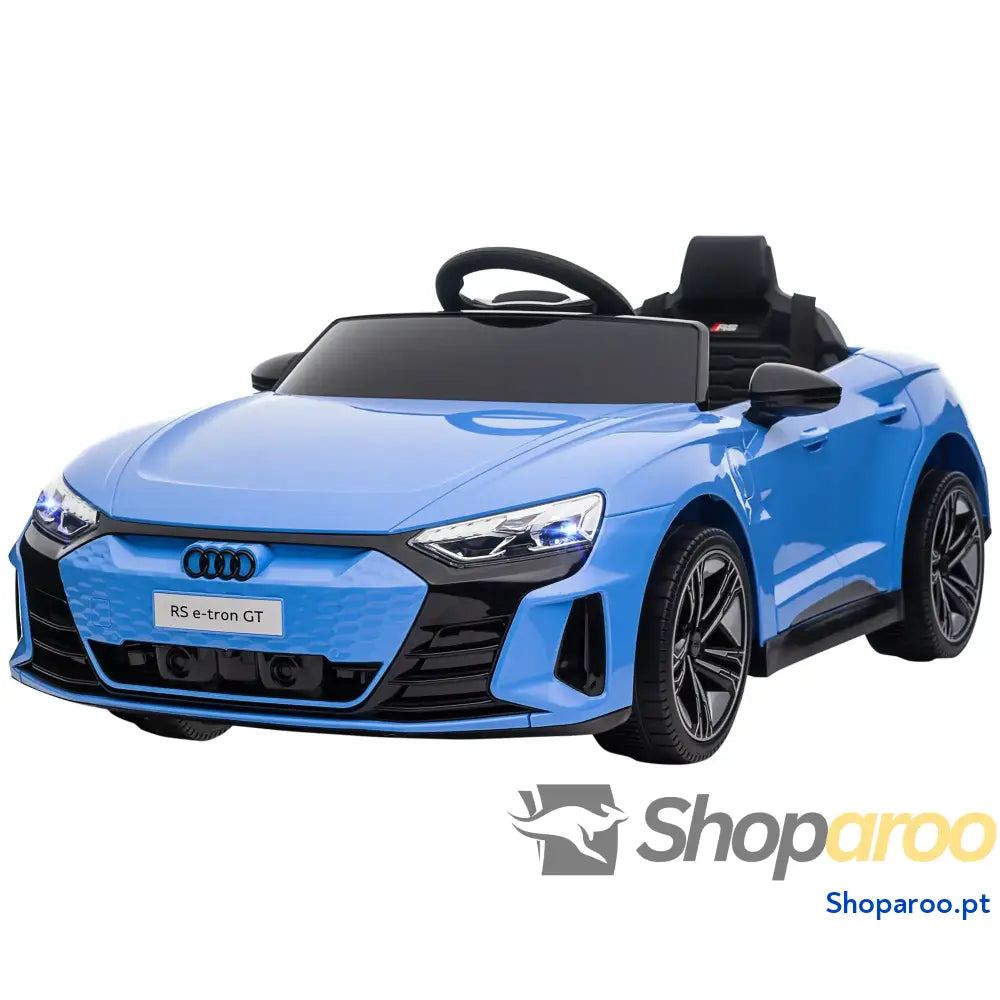 Carro Elétrico AUDI RS E-Tron GT 12V com 2 Motores Controlo Remoto Faróis LED Buzina Música USB 3-5km/h 103x58x41cm Azul