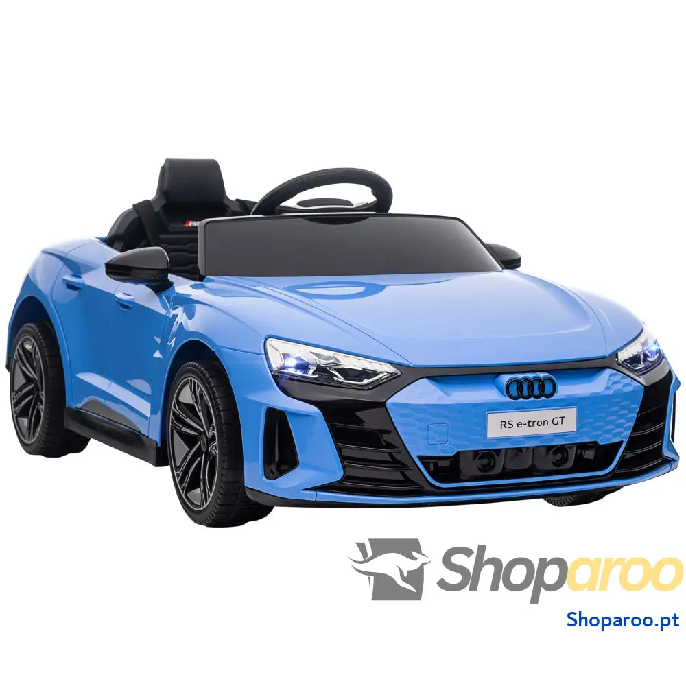 Carro Elétrico AUDI RS E-Tron GT 12V com 2 Motores Controlo Remoto Faróis LED Buzina Música USB 3-5km/h 103x58x41cm Azul