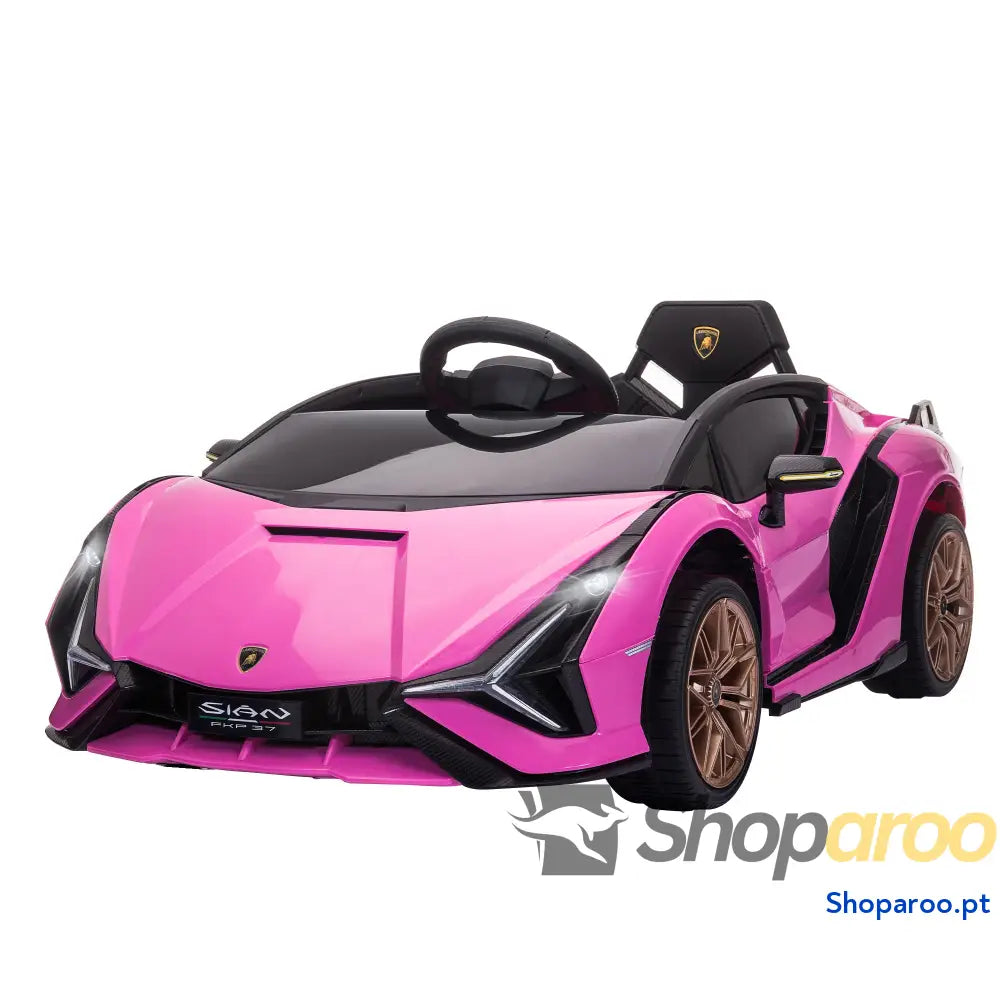 Carro Elétrico Lamborghini SIAN 12V com Controle Remoto Abertura da Porta Música MP3 USB e Faróis 108x62x40 cm Branco
