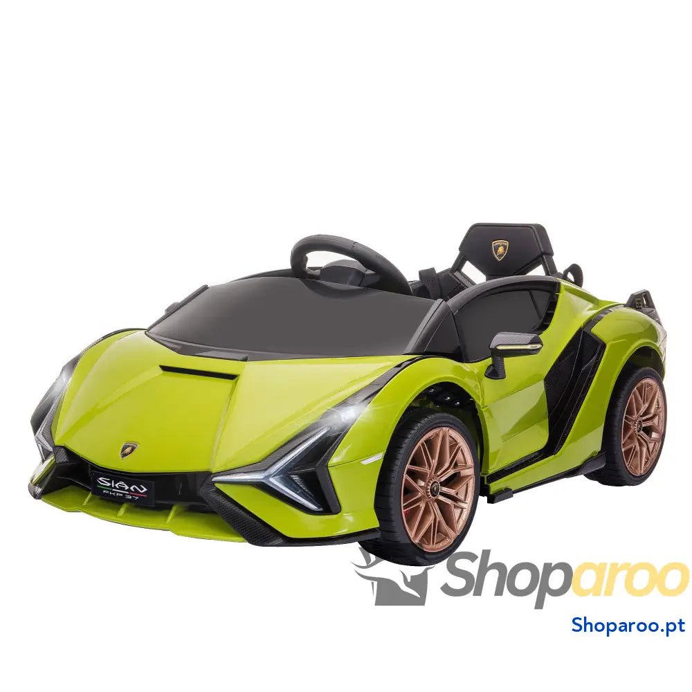 Carro Elétrico Lamborghini SIAN 12V com Controle Remoto Abertura da Porta Música MP3 USB e Faróis 108x62x40 cm Branco