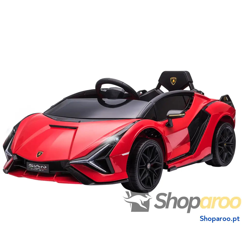 Carro Elétrico Lamborghini SIAN 12V com Controle Remoto Abertura da Porta Música MP3 USB e Faróis 108x62x40 cm Branco