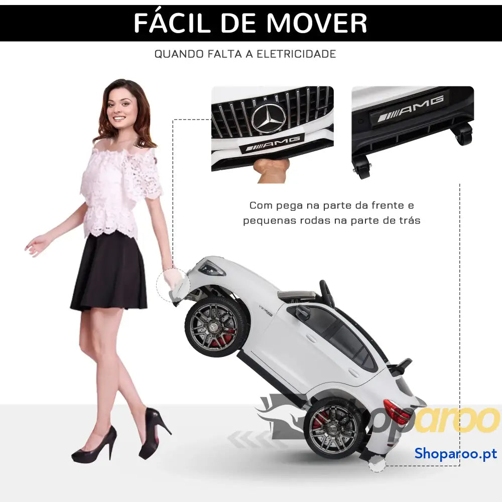 Carro Elétrico Mercedes AMG 12V para Crianças com Controlo Remoto Branco