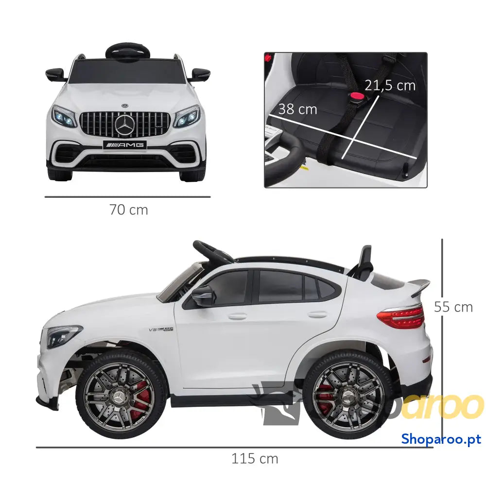 Carro Elétrico Mercedes AMG 12V para Crianças com Controlo Remoto Branco