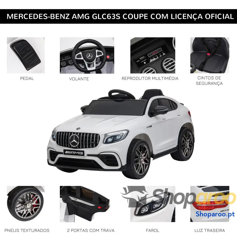 Carro Elétrico Mercedes AMG 12V para Crianças com Controlo Remoto Branco