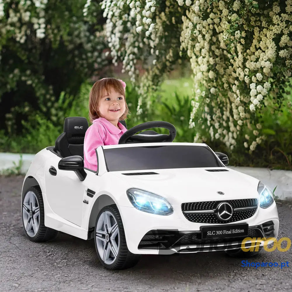 Carro Elétrico Mercedes SLC 300 12V com Faróis LED Buzina Música TF USB e Abertura da Porta 3-5km/h 107x62,5x44 cm