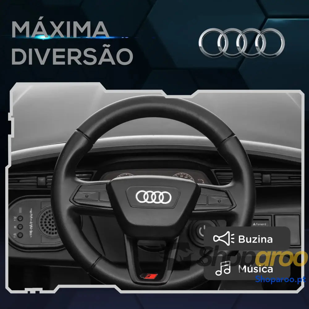 Carro Elétrico para Crianças Audi Q8 Etron Sportback Infantil 12V Faróis Buzina e Música 98x49,5x43 cm Cinza