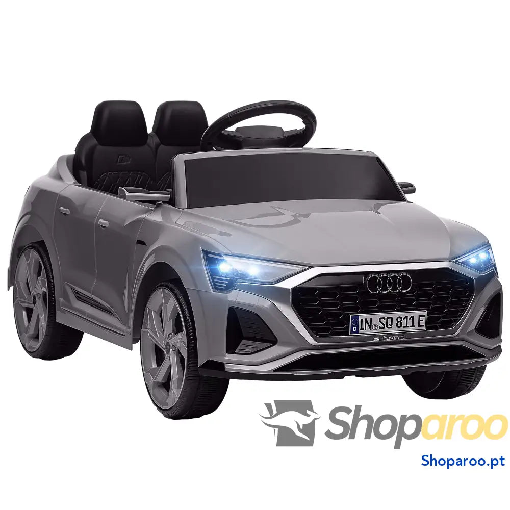 Carro Elétrico para Crianças Audi Q8 Etron Sportback Infantil 12V Faróis Buzina e Música 98x49,5x43 cm Cinza