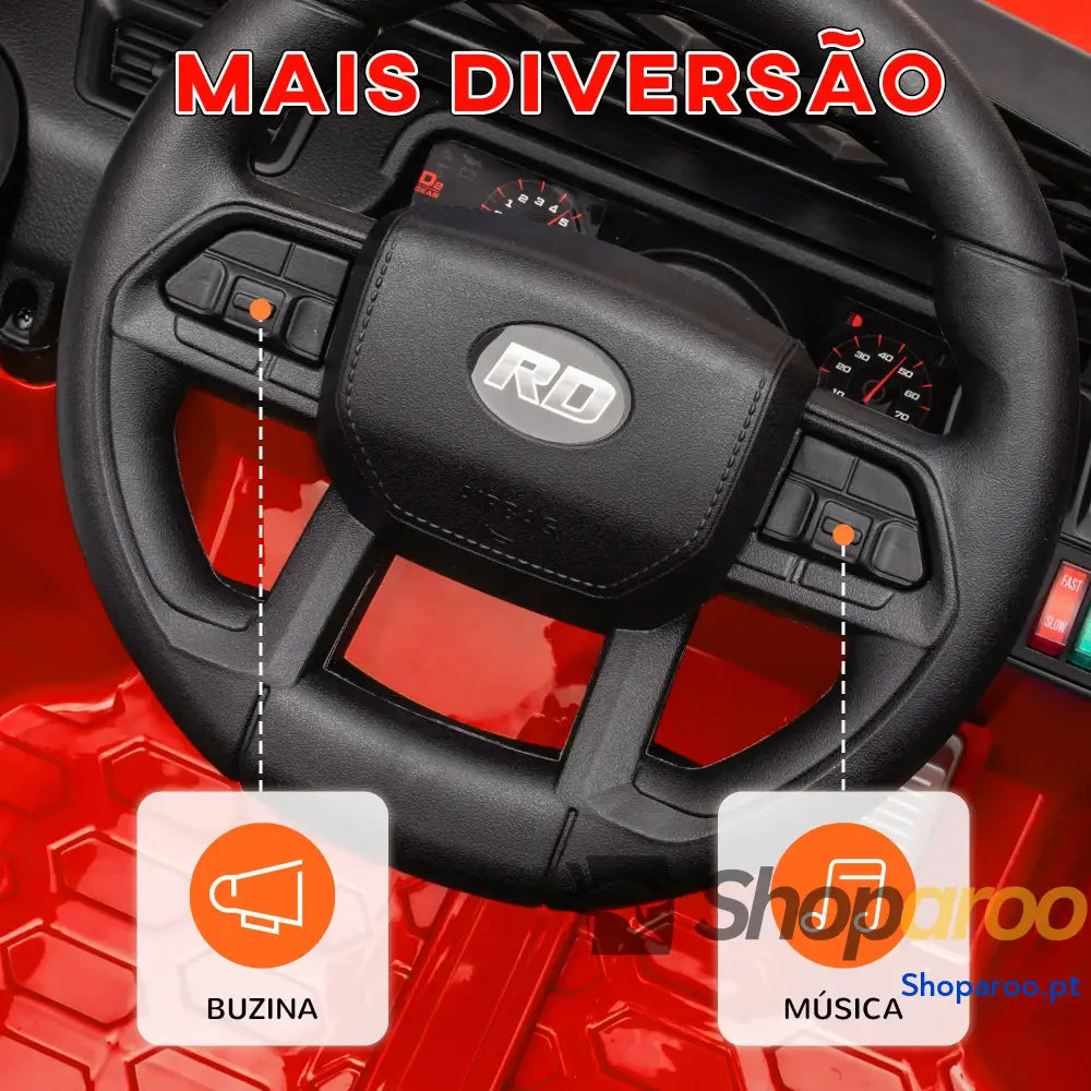 Carro Elétrico para Crianças Infantil UTV 12V com Velocidade Ajustável USB e Faróis 95x62,5x65 cm Vermelho