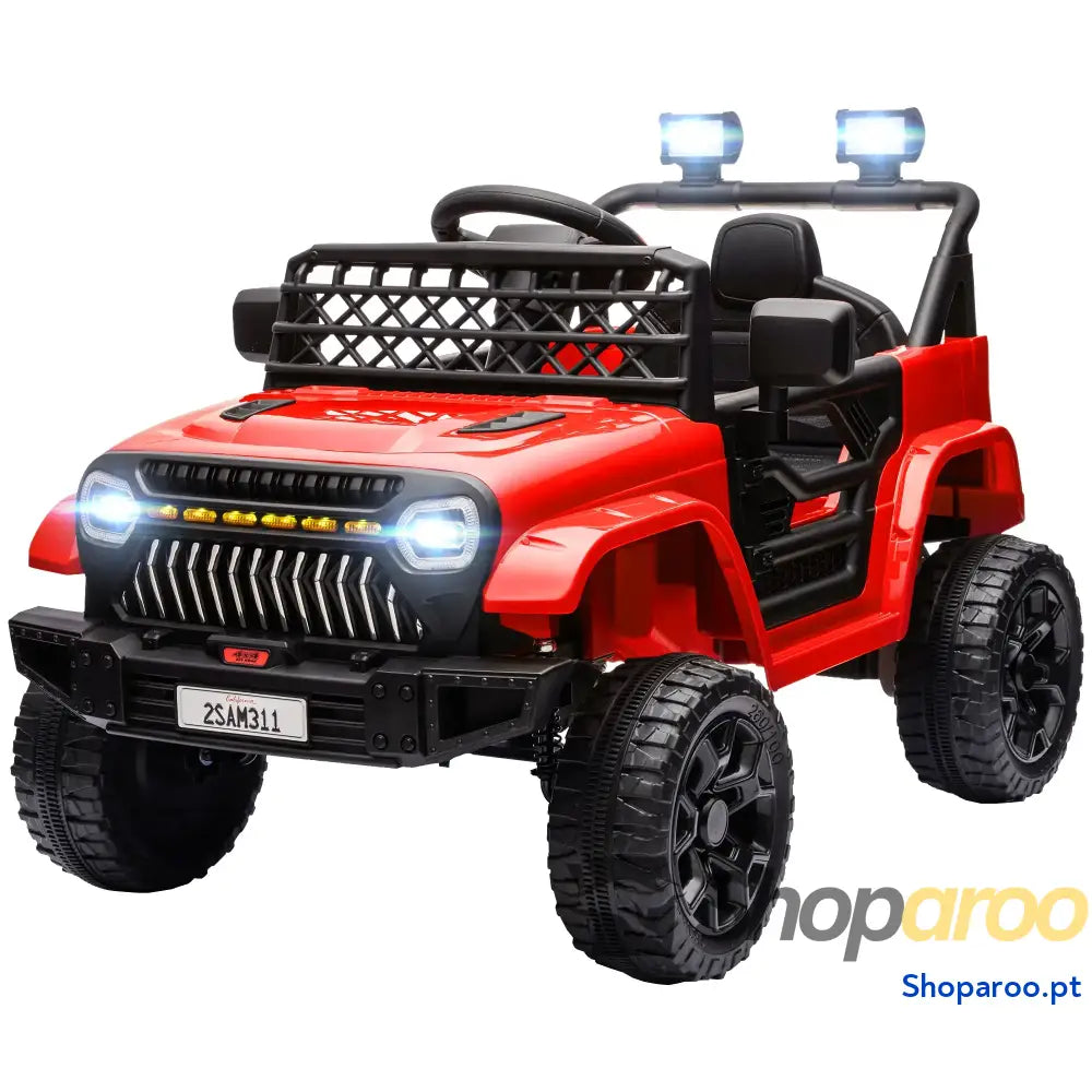 Carro Elétrico para Crianças Infantil UTV 12V com Velocidade Ajustável USB e Faróis 95x62,5x65 cm Vermelho