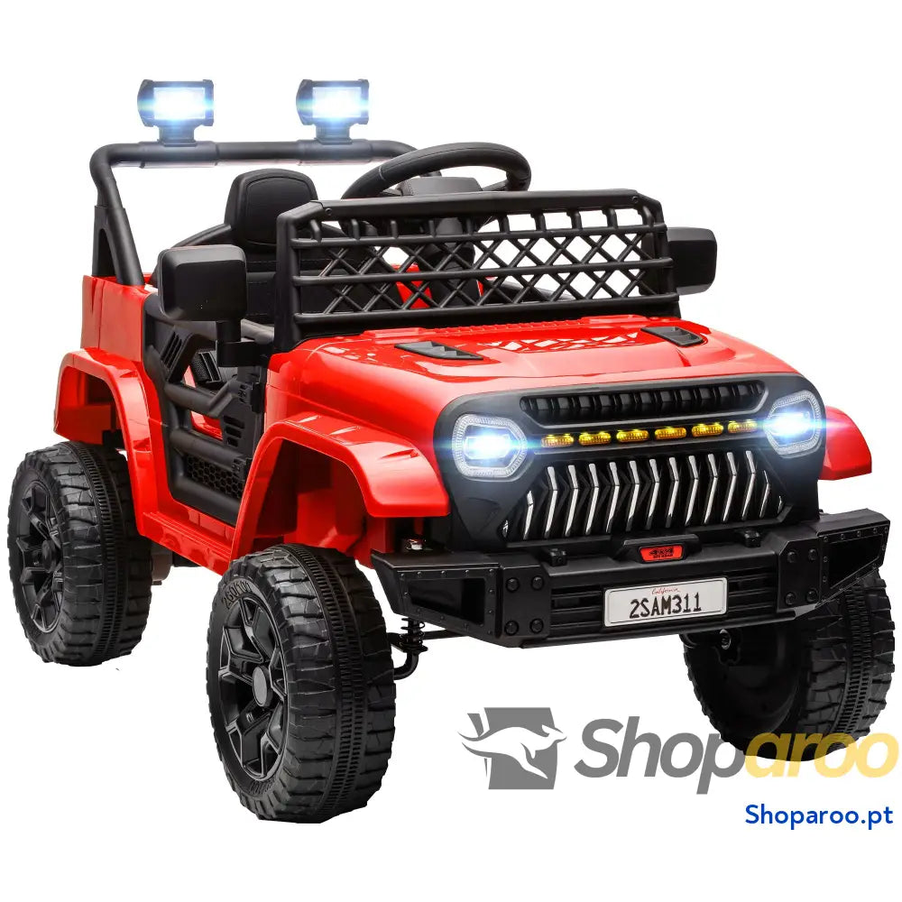 Carro Elétrico para Crianças Infantil UTV 12V com Velocidade Ajustável USB e Faróis 95x62,5x65 cm Vermelho