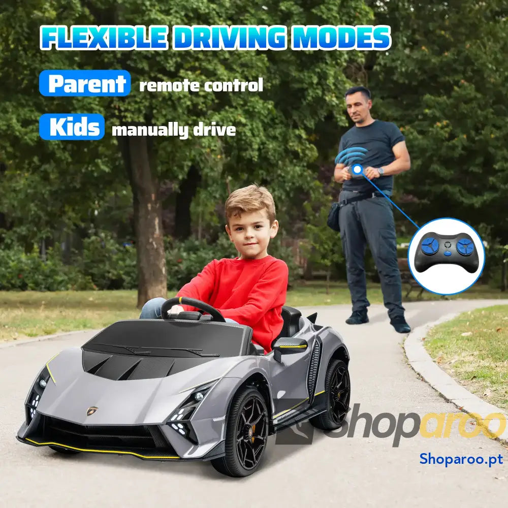 Carro Elétrico para Crianças Lamborghini 12V Controlo Remoto Faróis Buzina Arranque Lento e Música MP3 114,5x64x45,5 cm