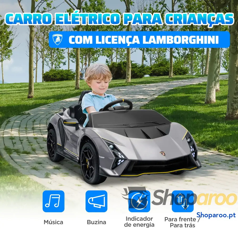 Carro Elétrico para Crianças Lamborghini 12V Controlo Remoto Faróis Buzina Arranque Lento e Música MP3 114,5x64x45,5 cm