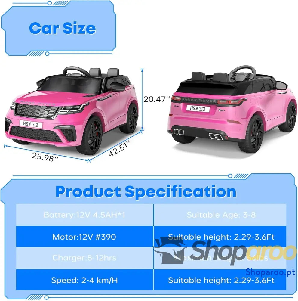 Carro elétrico para crianças Land Rover com licença 12 V controlo remoto música educação precoce USB TF Mp3 carro