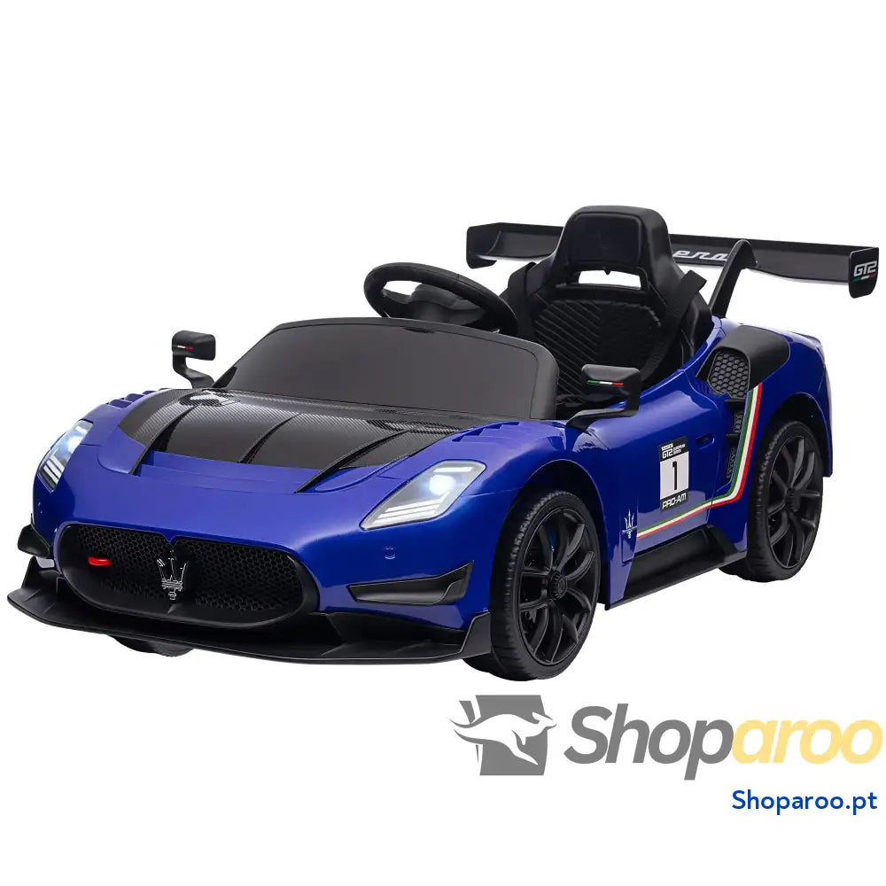 Carro Elétrico para Crianças Maserati GT2 12V com Controlo Remoto Faróis LED Buzina E Música 115x60x45 cm