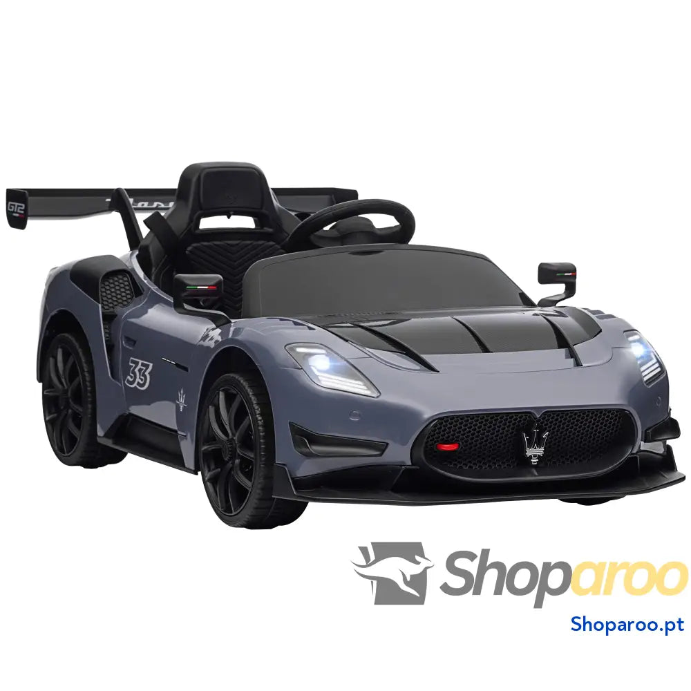 Carro Elétrico para Crianças Maserati GT2 12V com Controlo Remoto Faróis LED Buzina E Música 115x60x45 cm
