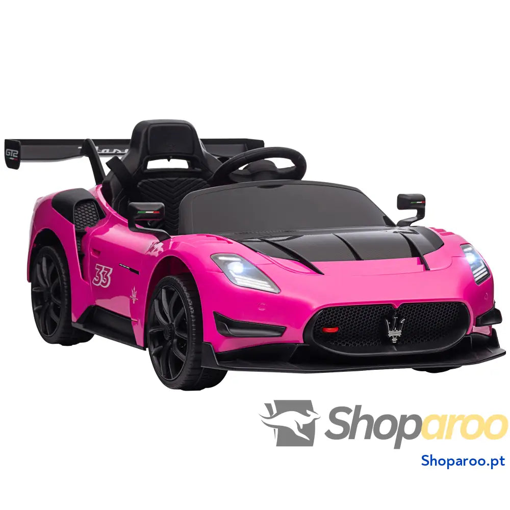 Carro Elétrico para Crianças Maserati GT2 12V com Controlo Remoto Faróis LED Buzina E Música 115x60x45 cm