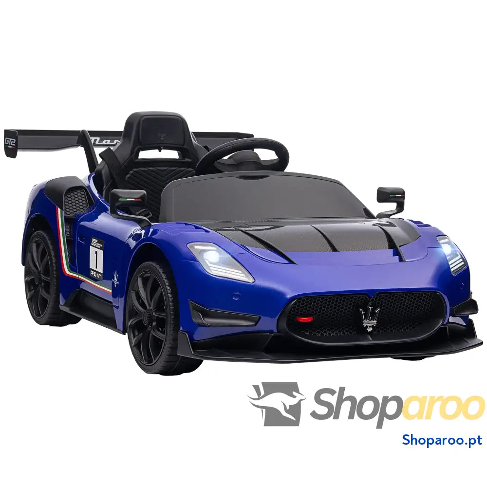 Carro Elétrico para Crianças Maserati GT2 12V com Controlo Remoto Faróis LED Buzina E Música 115x60x45 cm