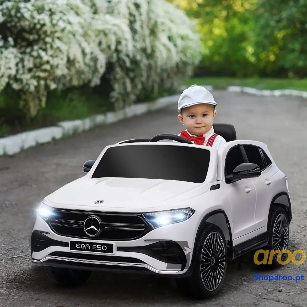 Carro Elétrico para Crianças Mercedes-Benz EQA 12V com Música Buzina Velocidade 3-8 km/h 111,5x69x52,5 cm Branco