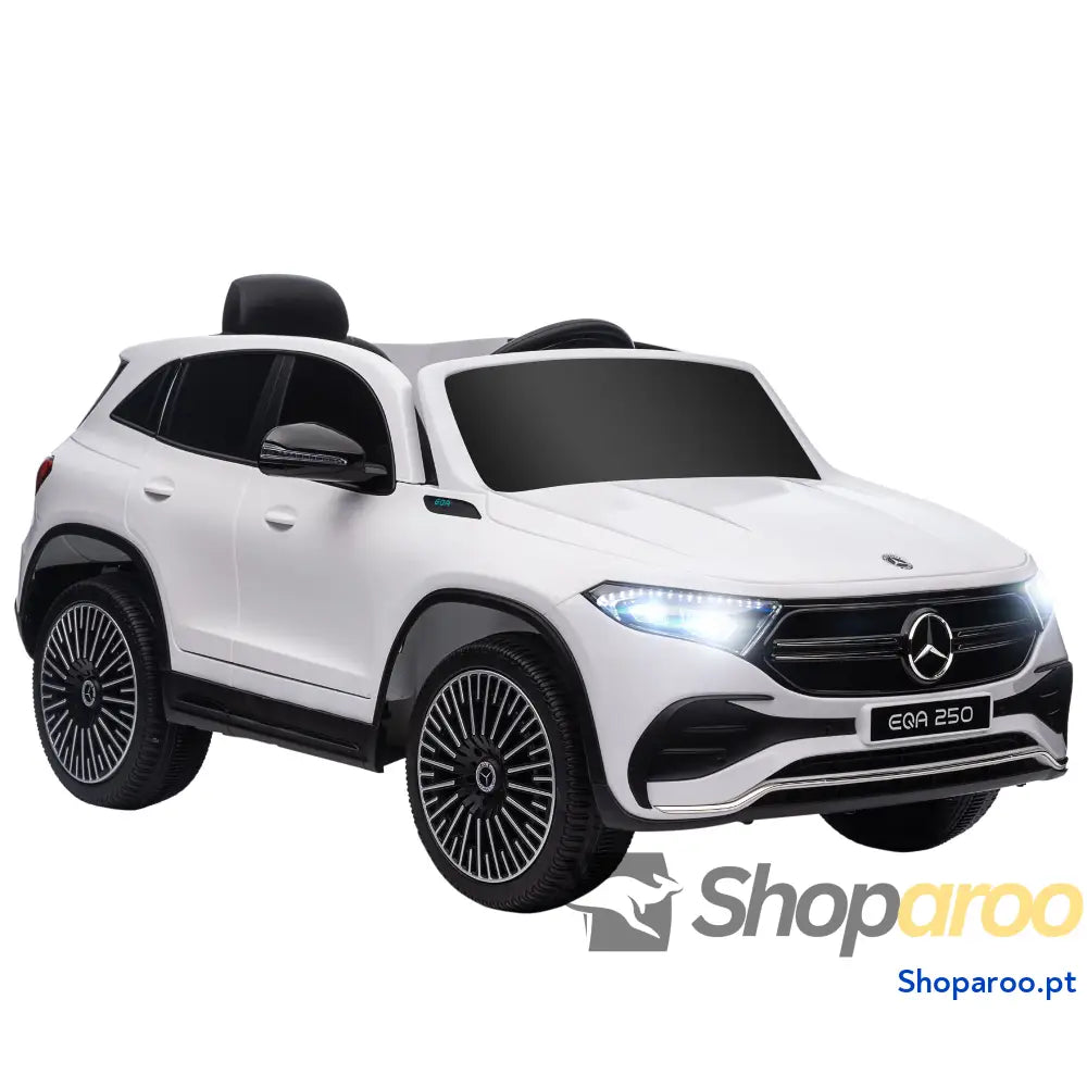 Carro Elétrico para Crianças Mercedes-Benz EQA 12V com Música Buzina Velocidade 3-8 km/h 111,5x69x52,5 cm Branco