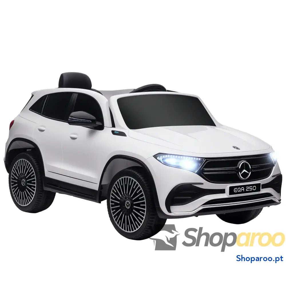 Carro Elétrico para Crianças Mercedes-Benz EQA 12V com Música Buzina Velocidade 3-8 km/h 111,5x69x52,5 cm Branco