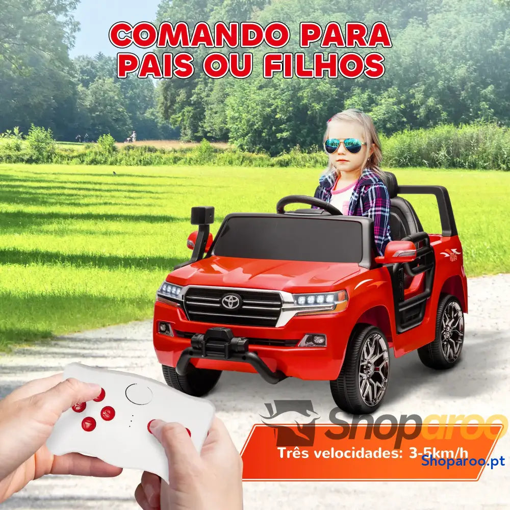 Carro Elétrico Toyota Land Cruiser 12V para Crianças Vermelho