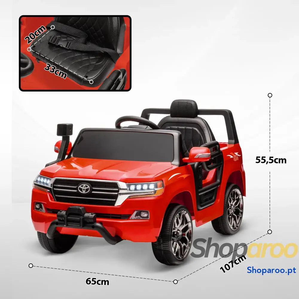 Carro Elétrico Toyota Land Cruiser 12V para Crianças Vermelho