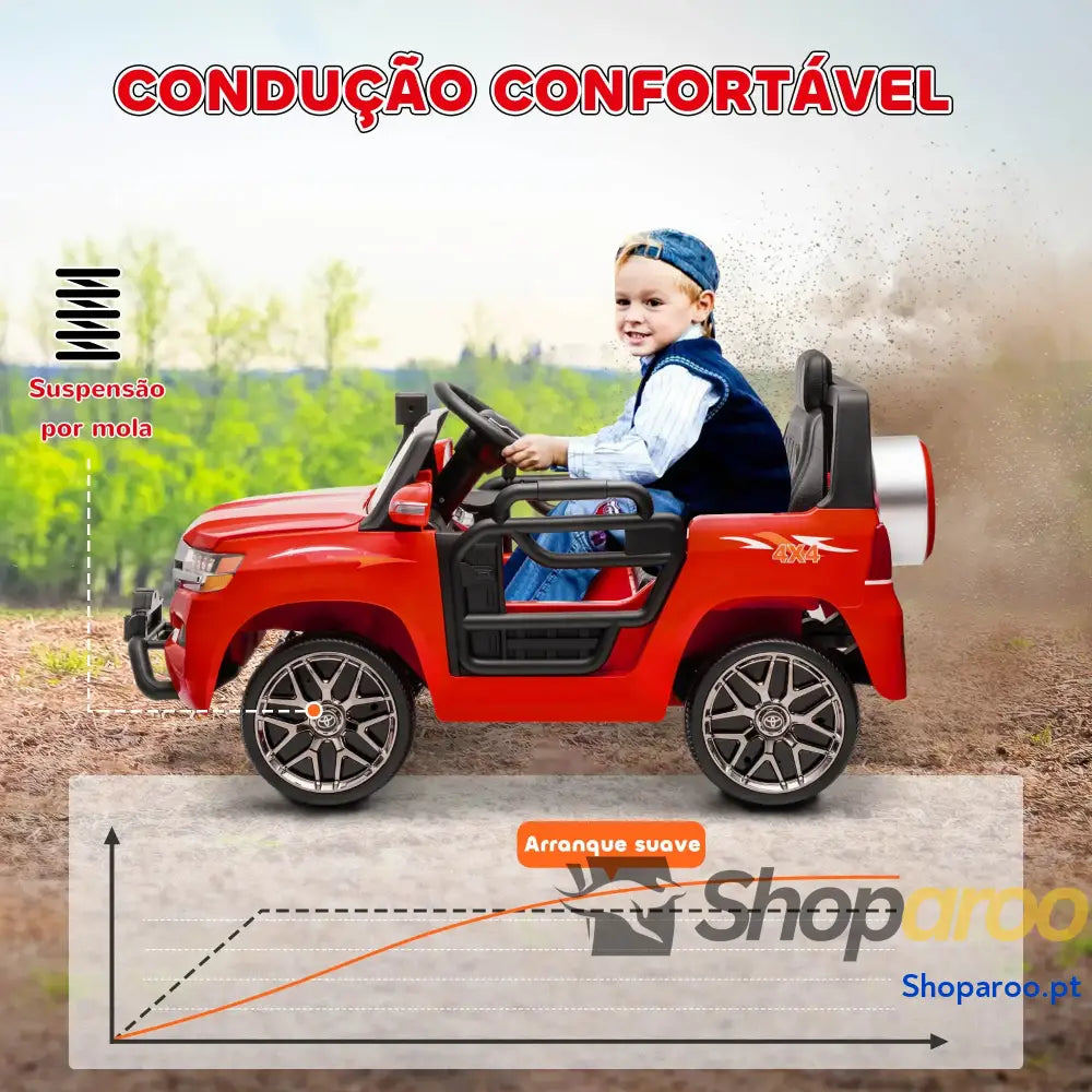 Carro Elétrico Toyota Land Cruiser 12V para Crianças Vermelho